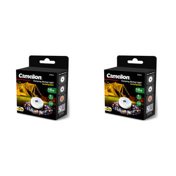 2PK Camelion 2-in-1 Rechargeable Camping String Light Colourful