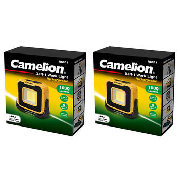 2PK Camelion RS931 3-in-1 Rechargeable Work Light 100lm Yellow