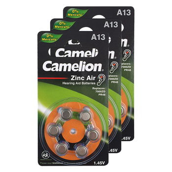 3PK 6pc Camelion A13 Zinc Air 1.45V