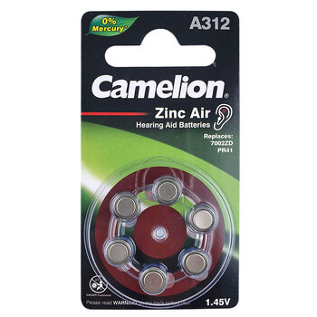 6pc Camelion A312 Zinc Air 1.45V