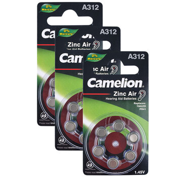 3PK 6pc Camelion A312 Zinc Air 1.45V