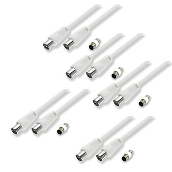 5PK Sansai 1.5m Male To Male Antenna Flylead w/ Female Adaptor