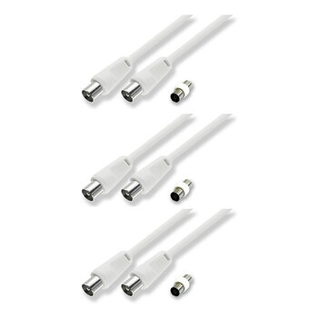 3PK Sansai 3m Male To Male Antenna Flylead w/ Female Adaptor