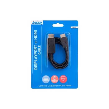Connect Cable Male DisplayPort to HDMI Cable 1m For TV/Monitor - Black