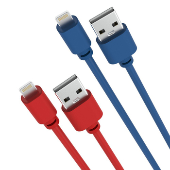 2PK Laser MFi USB-A to 8-Pin Charging Cable 2m For iPhone 14 Red/Blue