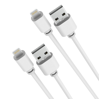 2PK Laser MFi USB-A to 8-Pin Charging Cable 2m For iPhone 14 White
