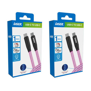 2PK Laser 1m USB-C to C 60W Charging Cable for Samsung & iPhone 16 Rainbow