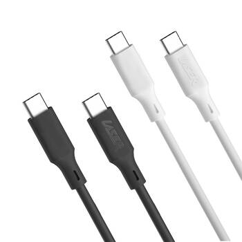 2pc Laser 1m USB-C to C Charging Cable for Samsung & iPhone 16 Black/White