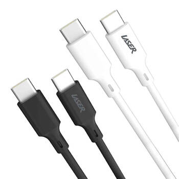 2pc Laser 2m USB-C to C 60W Charging Cable for Samsung/iPhone 16 Black/White