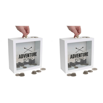 2PK Splosh Wood Adventure Fund Change Box 18x18cm Square - White