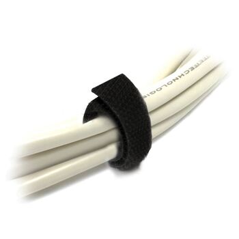 8Ware 25x2mm Wide Cable Tie Hook & Loop Double Sided Self Adhesive Fastener BLK