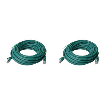 2PK 8Ware 20m Cat6a UTP Snagless Ethernet Cable LAN Connector - Green