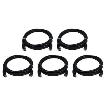 5PK 8Ware 2m Cat6a UTP Snagless Ethernet Cable LAN Connector - Black