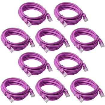 10PK 8Ware 2m Cat6a UTP Snagless Ethernet Cable LAN Connector - Purple