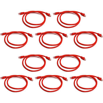 10PK 8Ware 2m Cat6a UTP Snagless Ethernet Cable LAN Connector - Red