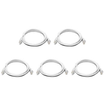 5PK 8Ware 2m Cat6a UTP Snagless Ethernet Cable LAN Connector - White