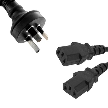 8ware 10A Y Split Power Cable 1m w/ AU/NZ 3-Pin Male Plug Socket For PC/Monitor
