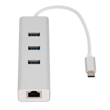 Astrotek Male USB-C To Female LAN 3xUSB 3.0 Ports Hub Ethernet Adapter 15cm