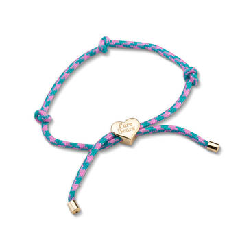 Care Bears Logo Corded Bracelet - Gold Plated Brass - Blue