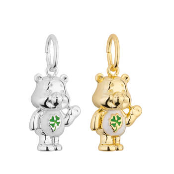Care Bears Goodluck Bear Charm - Gold Plated Brass - Silver and Gold