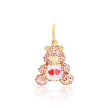 Care Bears Love A Love Bear Crystal Charm - Gold Plated Brass - Gold