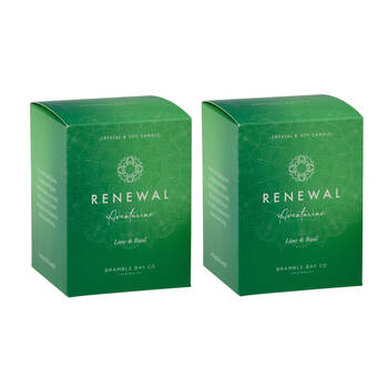2PK Bramble Bay Crystal Boho Aventurine Renewal Candle Lime & Basil 300g