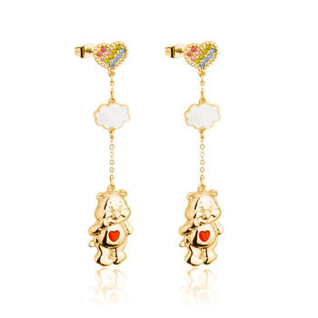Care Bears Tenderheart Bear Drop Earrings - Gold Plated Brass - Gold