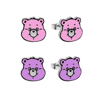 ECC Care Bears Cheer Bear Enamel Stud Earrings Stainless Steel - Pink & Purple