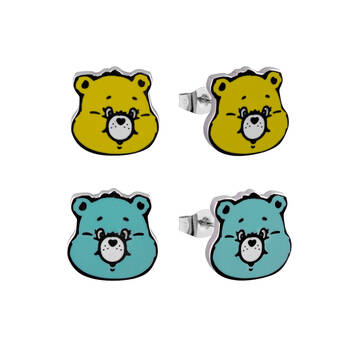 ECC Care Bears Share Bear Enamel Stud Earrings Stainless Steel - Yellow & Green