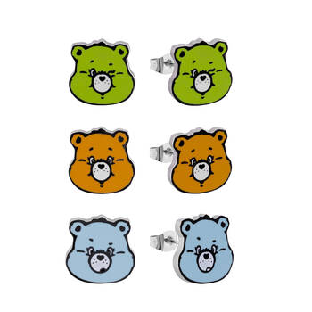 ECC Care Bears Wish Bear Grumpy Bear & Good Luck Enamel Stud Earrings
