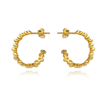 Culturesse Aisling 15mm Beaded C Hoop Earrings - Gold Vermeil