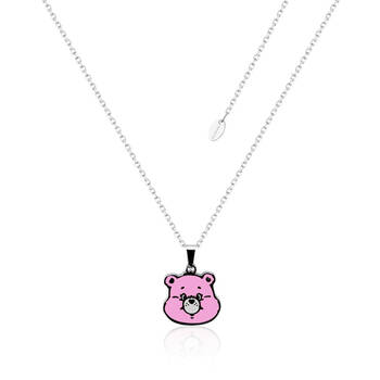 ECC Care Bears Cheer Bear Belly Badge Enamel Necklace - Stainless Steel - Pink