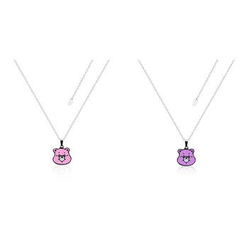 ECC Care Bears Cheer Bear Belly Badge Enamel Necklace S/S - Pink & Purple