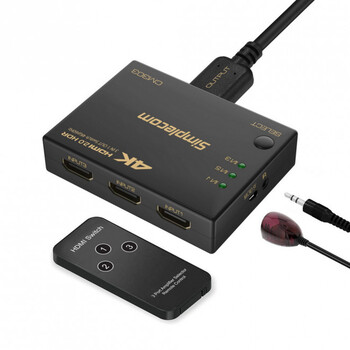 Simplecom CM303 3-Way UHD HDMI Switch 4K Ultra HD Female Splitter