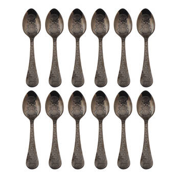 2x 6pc Coffee Culture Black Stainless Steel Coffee Spoon Set 11cm