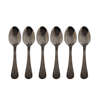 6pc Coffee Culture Black Stainless Steel Tea Spoon Set 13.5cm