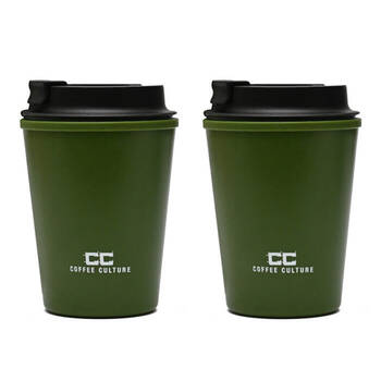 2PK Coffee Culture Eco Double Wall 350ml Reusable Travel Cup - Green