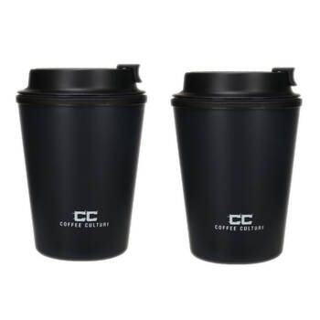 2PK Coffee Culture Eco Double Wall 350ml Reusable Travel Cup - Black