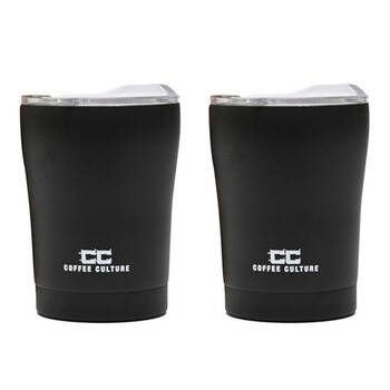 2PK Coffee Culture Stainless Steel Double Wall 350ml Travel Cup - Black