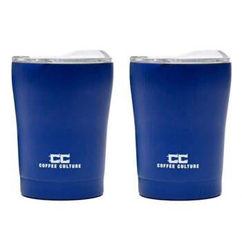 2PK Coffee Culture Stainless Steel Double Wall 350ml Travel Cup - Blue