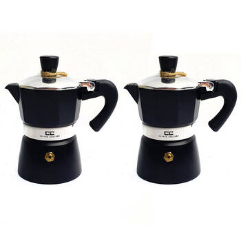 2PK Coffee Culture Aluminium 1-Cup Espresso Stovetop Coffee Maker - Black