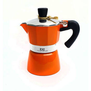 Coffee Culture Aluminium 1-Cup Espresso Stovetop Coffee Maker - Orange