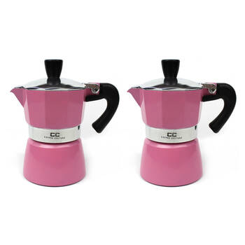 2PK Coffee Culture Aluminium 1-Cup Espresso Stovetop Coffee Maker - Pink