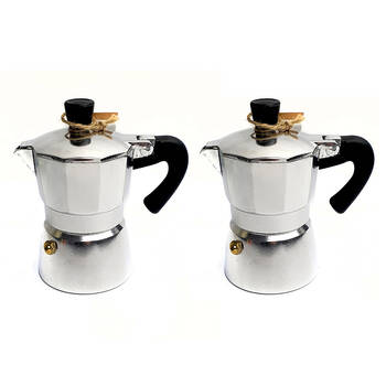2PK Coffee Culture Aluminium 1-Cup Espresso Stovetop Coffee Maker - Slvr