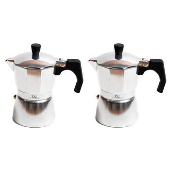 2PK Coffee Culture Aluminium 3-Cup Espresso Stovetop Coffee Maker - Silver