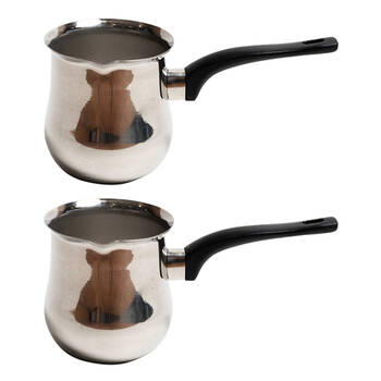 2PK Coffee Culture Stainless Steel 520ml Stovetop Turkish Coffee Pot - Silver