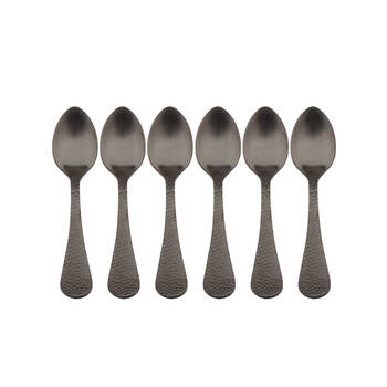 6pc Coffee Culture Satin Black Stainless Steel Coffee Spoon Set 11cm