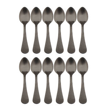 2x 6pc Coffee Culture Satin Black Stainless Steel Coffee Spoon Set 11cm