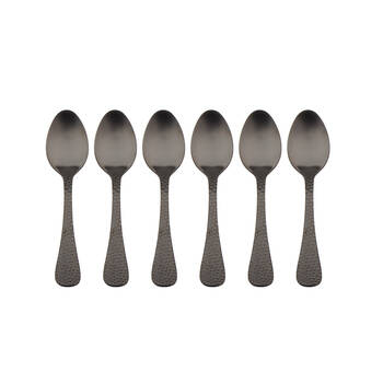 6pc Coffee Culture Satin Black Stainless Steel Tea Spoon Set 13.5cm