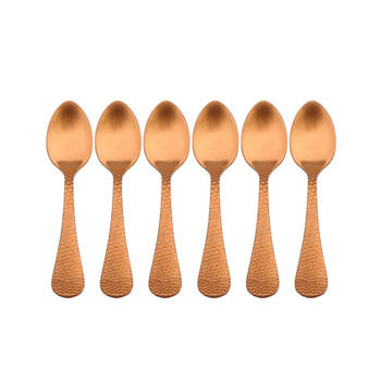 6pc Coffee Culture Satin Copper Stainless Steel Coffee Spoon Set 11cm